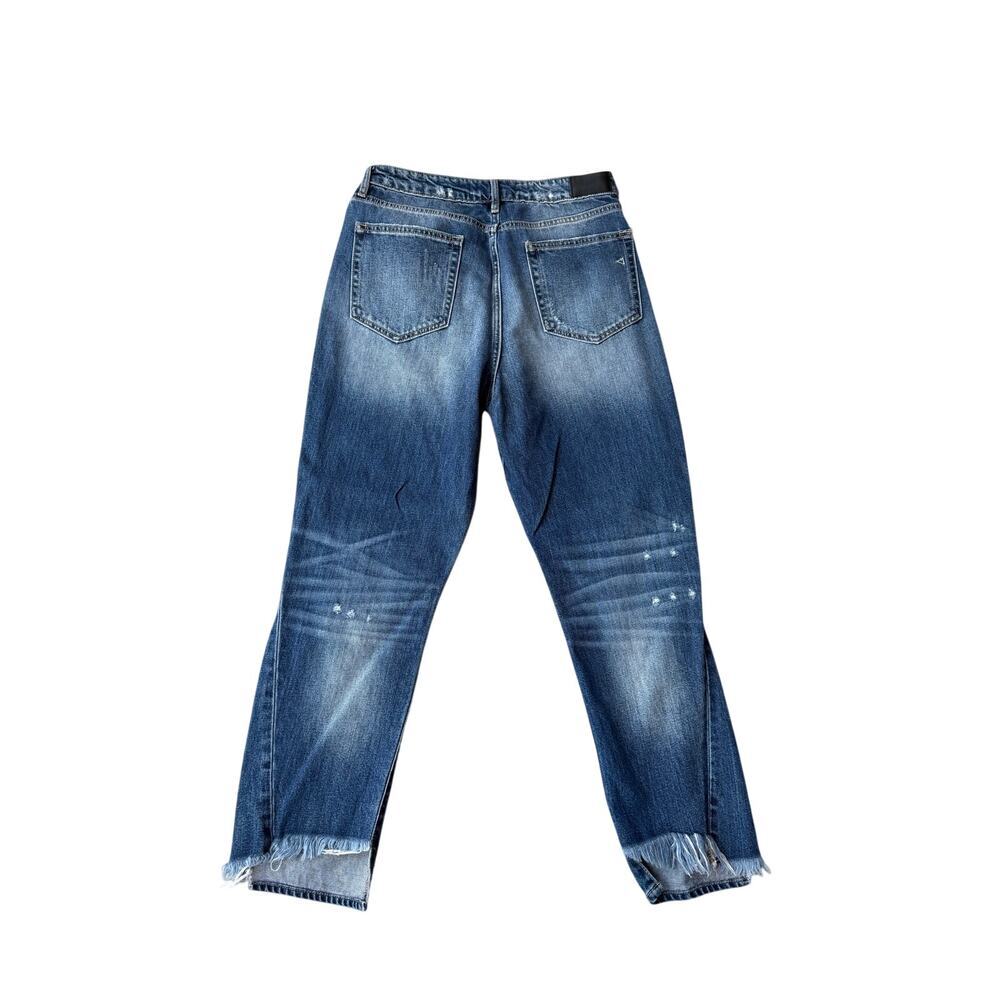 Hidden Jeans Dad Jean Size 29 Distressed Knee Frayed Raw Hem Blue Denim - Picture 2 of 7